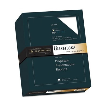 Southworth Co Southworth, 100% COTTON BUSINESS PAPER, 95 BRIGHT, 20 LB, 8.5 X 11, WHITE, 500/REAM 13C